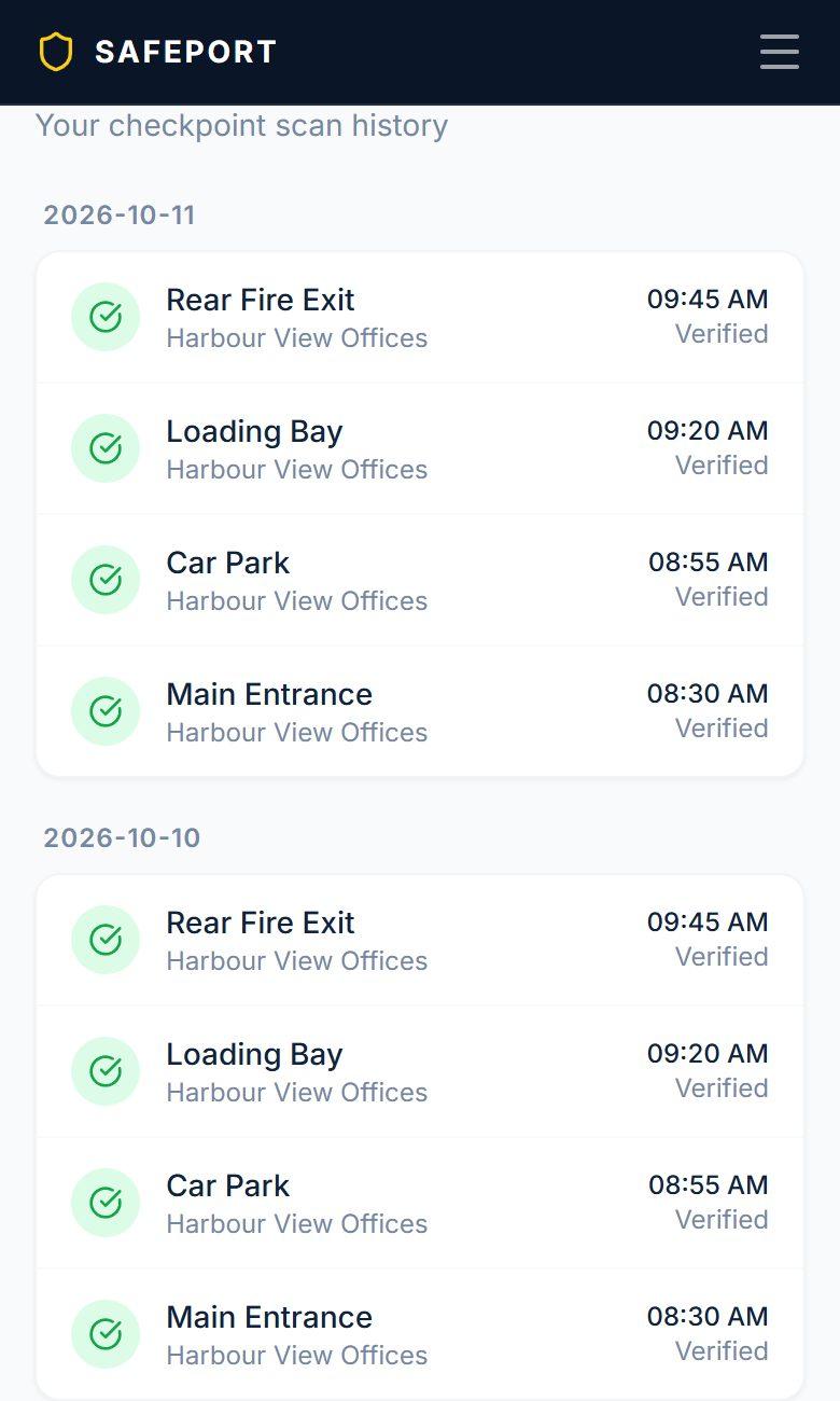 Guard view: Patrol log (sample data)